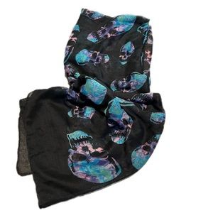 Skull Scarf - large scarf/wrap with cute skulls